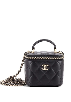 CHANEL Pre-Owned Classic Top Handle Vanity Case with Chain Quilted Lambskin Mini crossbody bag - Black