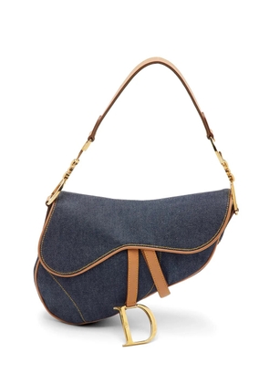 Christian Dior Pre-Owned 2001 Saddle leather-trim tote bag - Blue