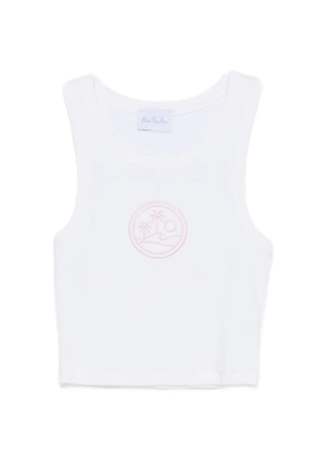 BLUE SKY INN logo-embroidered ribbed tank top - White