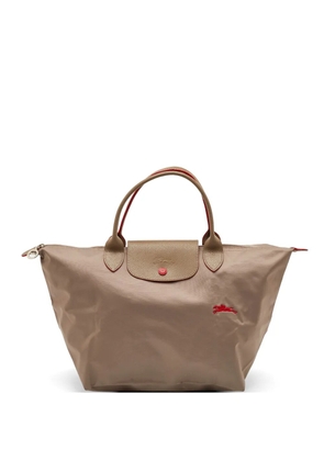 Longchamp medium Le Pliage leather-trim tote bag - Neutrals
