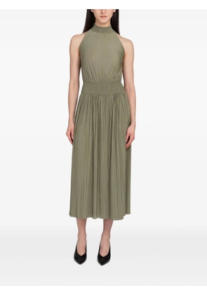 SAMSOE SAMSOE Uma pleated smocked-waist midi dress - Green
