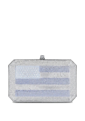 Tyler Ellis medium Perry crystal-embellished beveled clutch bag - Silver