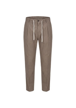 BE ABLE pleated drawstring cropped tailored trousers - Brown