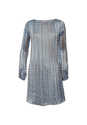 Maje Geometric-print plissé dress - Blue