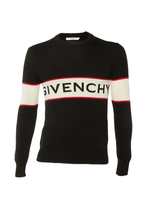 Givenchy Pre-Owned logo intarsia crew-neck sweater - Black