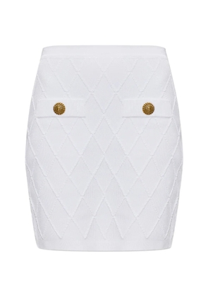 Balmain diamond-quilted button-detail mini skirt - White