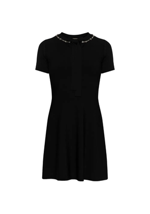 Valentino Garavani crystal-embellished pussy-bow mini dress - Black