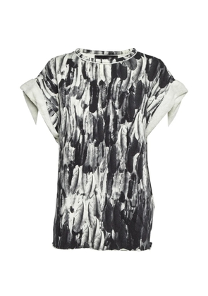 Isabel Marant Vintage feather-print cotton knit top - Black