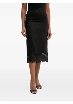 TWINSET lace-trim scalloped-hem skirt - Black