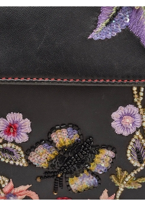Giorgio Armani Pre-Owned embroidered leather clutch bag - Black