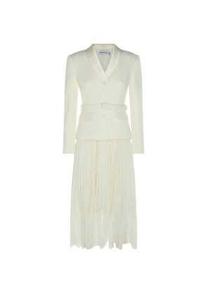 Self-Portrait belted pleated midi dress - Neutrals