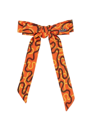 Vivienne Westwood Orb-embroidered abstract-print hair ribbon - Orange