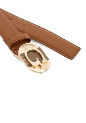 GUESS USA logo-plaque pebbled belt - Brown