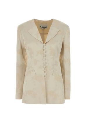 GANNI floral-jacquard blazer - Neutrals