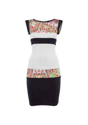 Cavalli Class floral-print mesh-panel dress - White
