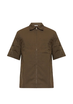 Givenchy logo-embroidered zip-up shirt - Brown