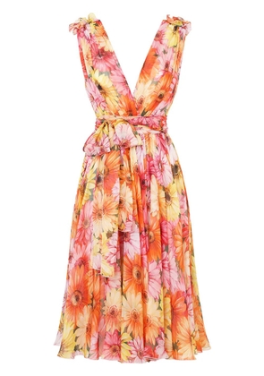 Dolce & Gabbana sunflower print silk dress - Green