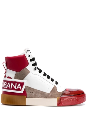 Dolce & Gabbana DNA panelled high-top sneakers - WHITE/RED