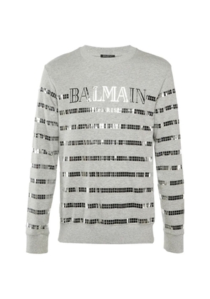 Balmain Pre-Owned logo-print cotton sweatshirt - Grey