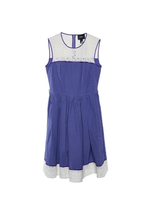 Cavalli Class seersucker lace-trim dress - Purple