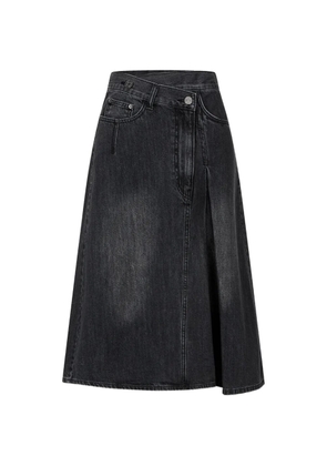 TOMBOY asymmetric-waistband washed mid skirt - Black