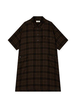 TOMBOY checkered short-sleeve midi dress - Brown