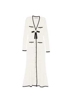 Self-Portrait bow-detail pointelle-knit midi dress - White