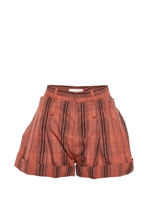 Chloé Pre-Owned striped tie-detail shorts - Orange