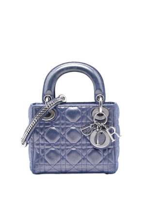 Christian Dior Pre-Owned 2016 Mini Iridescent Lambskin Cannage Lady Dior satchel - Blue