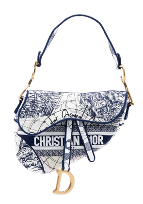 Christian Dior Pre-Owned 2020 Canvas Embroidered Around the World Saddle Bag shoulder bag - Blue