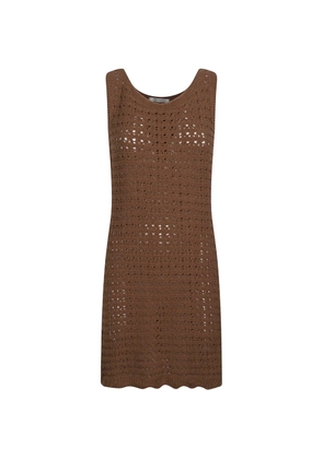 HINNOMINATE crochet-knit sleeveless dress - Brown