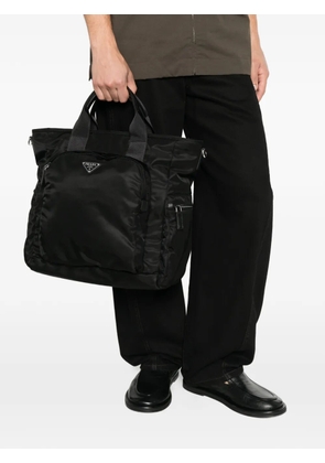 Prada Re-Nylon logo-plaque tote bag - Black
