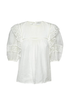SANDRO lace-trim ruffled blouse - White