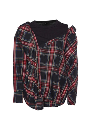 Maje asymmetric plaid-check shirt - Black