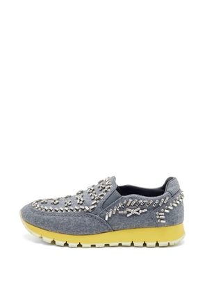 Prada Pre-Owned crystal-embellished slip-on sneakers - Grey