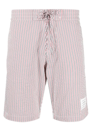 Thom Browne seersucker stripe-print swim shorts - White