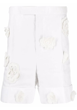 Thom Browne crochet flower shorts - White
