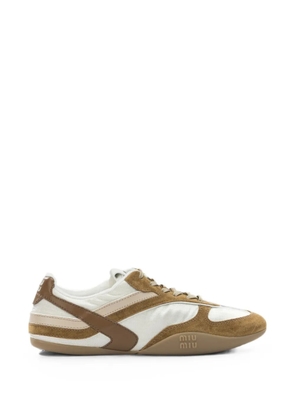Miu Miu panelled suede-trim sneakers - Brown