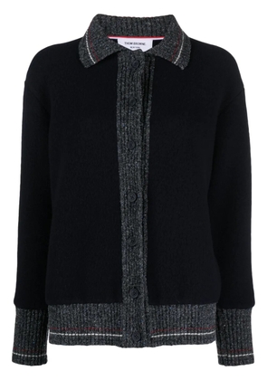 Thom Browne speckled-trim wool cardigan - Blue
