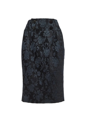 Emporio Armani Pre-Owned floral-pattern midi skirt - Black
