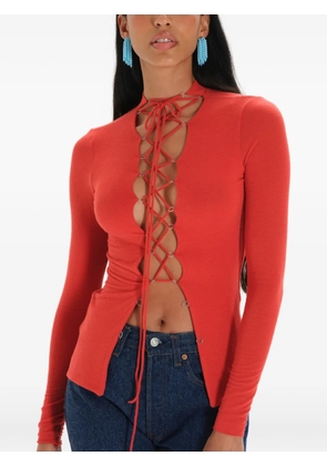 MANURÍ Jamie lace-up top - Red