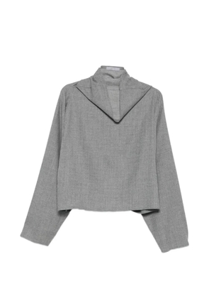 Alberta Ferretti batwing-sleeve high-neck top - Grey