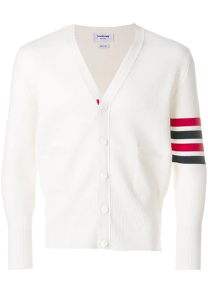 Thom Browne 4-Bar Milano Stitch Cardigan - White