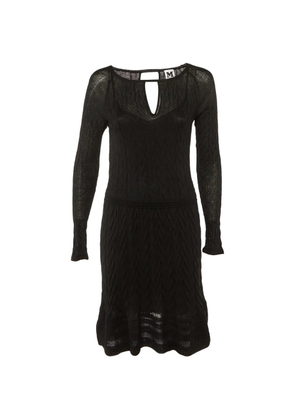 Missoni Pre-Owned long-sleeve textured-knit wool midi dress - Black