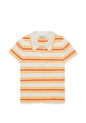 Simkhai Luka striped ribbed-knit polo top - Neutrals