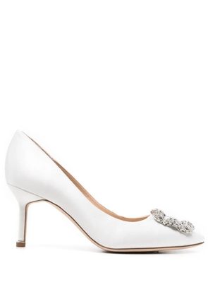 Manolo Blahnik 70mm Hangisi crystal-buckle pumps - Neutrals