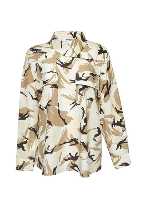 Kenzo Pre-Owned camouflage-print asymmetric shirt - Neutrals