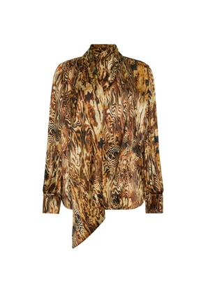 Adam Lippes Ainsley wood-grain print blouse - Brown