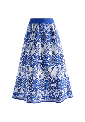 alice + olivia Earla high-waisted flared midi skirt - White
