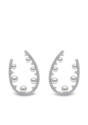 Yoko London 18kt white gold Sleek Akoya pearl and diamond earrings - Silver